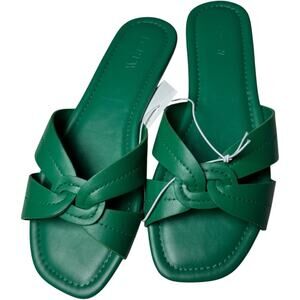 J. Crew Women’s Low Heel Dublin Green  Knotted Sandals Sz 8